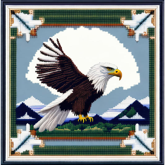 Joyhoor Cross Stitch Kits for Beginners Stamped Cross-Stitch Supplies Needlework preprint Embroidery Kits for Adults DIY Needlepoint Kits Embroidery Patterns 11CT-Bald Eagle 17.7x17.7 inch