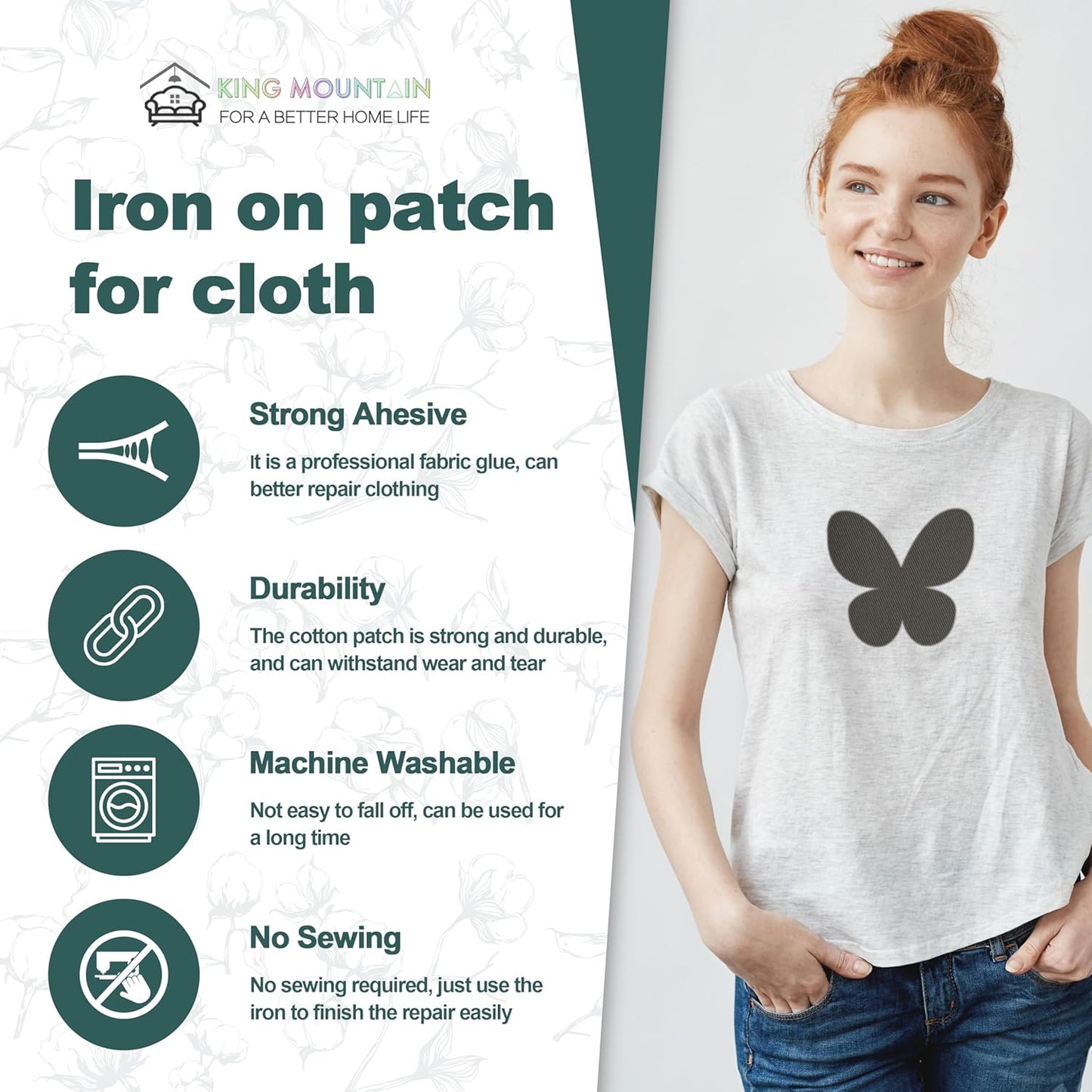 Iron on Patches for Clothes, 8 Pieces Patches for Cloth, 100% Cotton Fabric Patches for Clothing, Bag, Hat Repair, Clothing Repair Decorating Kit 3.7" by 4.9" (9.5 cm x 12.5 cm, Grey)