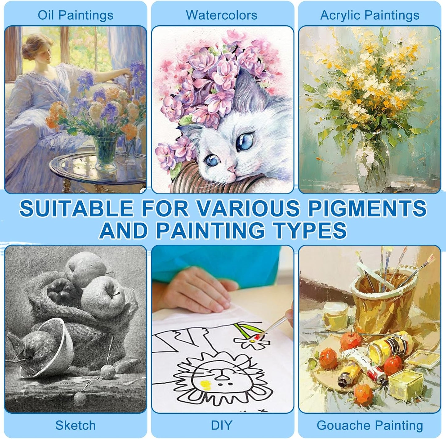 ESRICH Stretched Canvas for Painting, 12 Pack 9x12 Inch Canvas Value Pack,Primed Acid-Free Cotton Blank Canvases, Painting Canvas for Oil & Acrylic Paint.