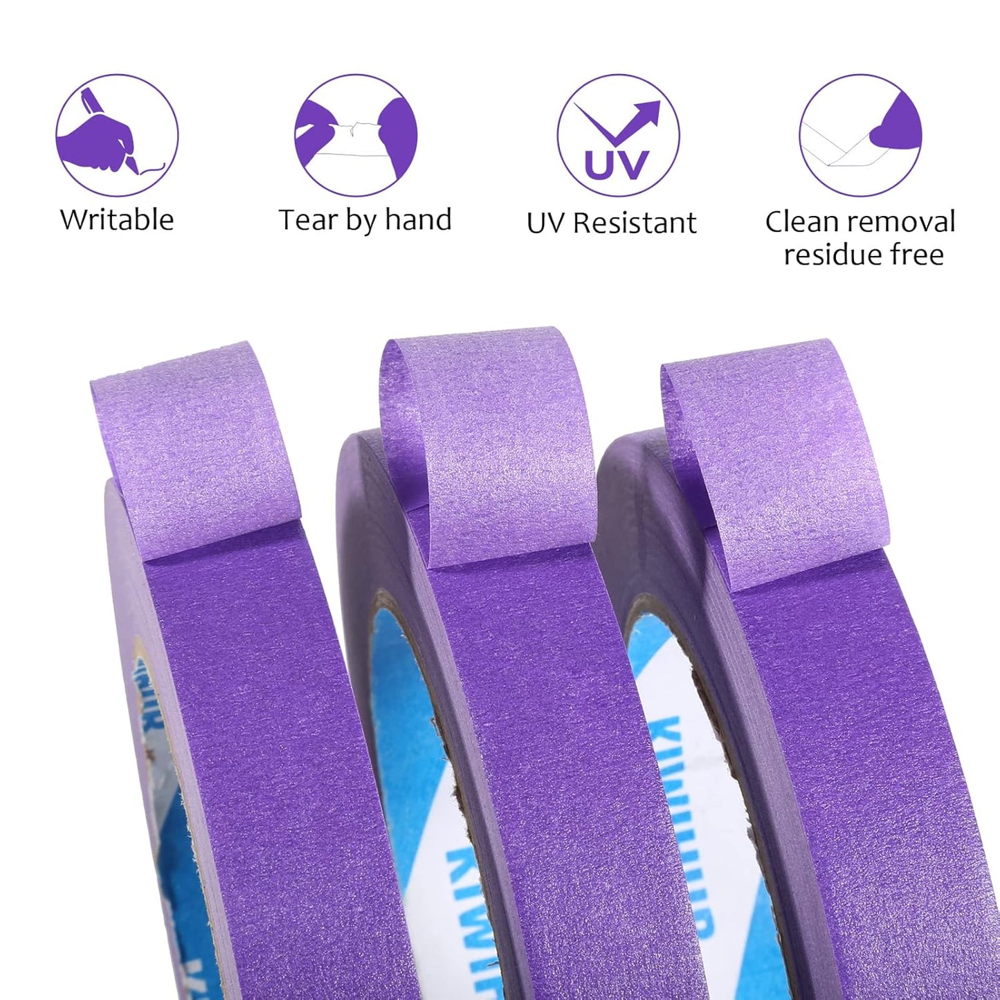 Purple Painters Tape,1" x 60 Yards x 5 Rolls (300 Yards Total) - 14 Day Easy Removal Decorative Masking Tape for Painting,Labeling,DIY Crafting,Decoration and School Projects