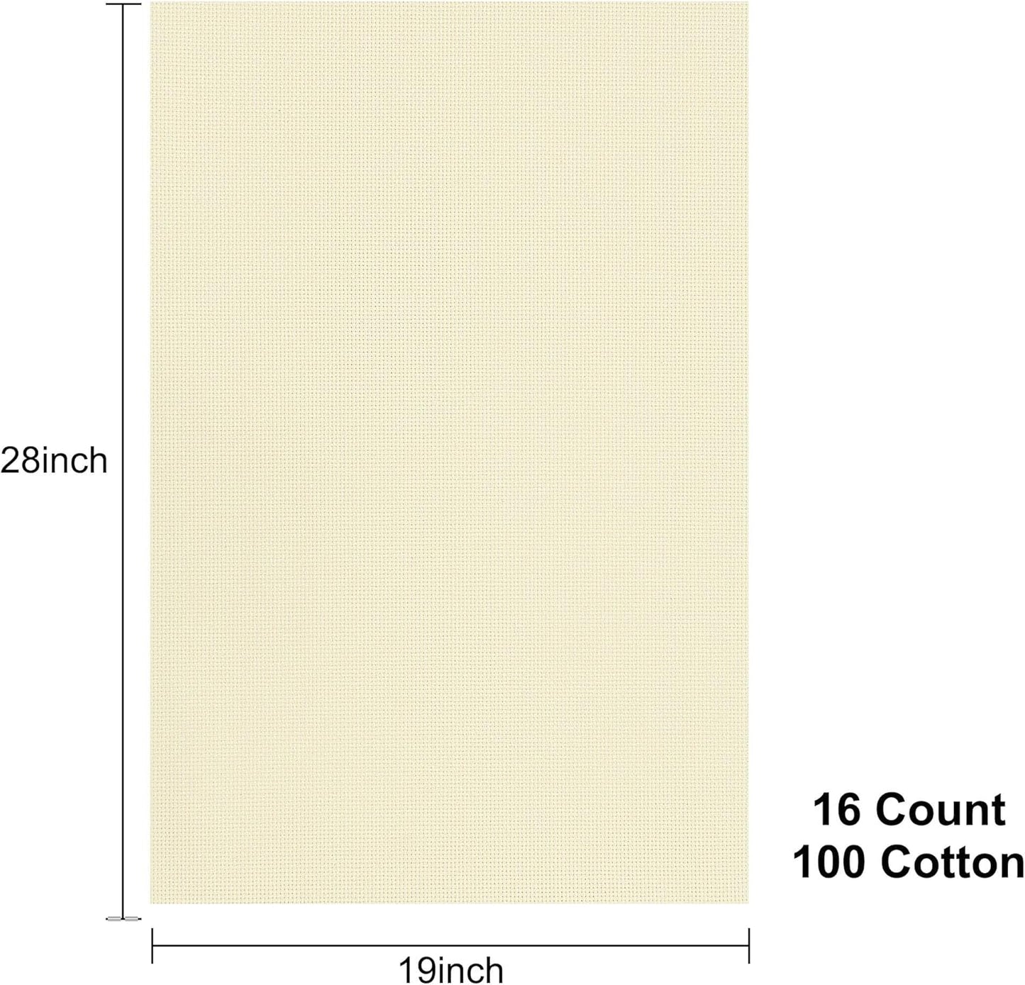 Aida Cloth 16 Count Cross Stitch Fabric,19×28inch (16CT,Off White)