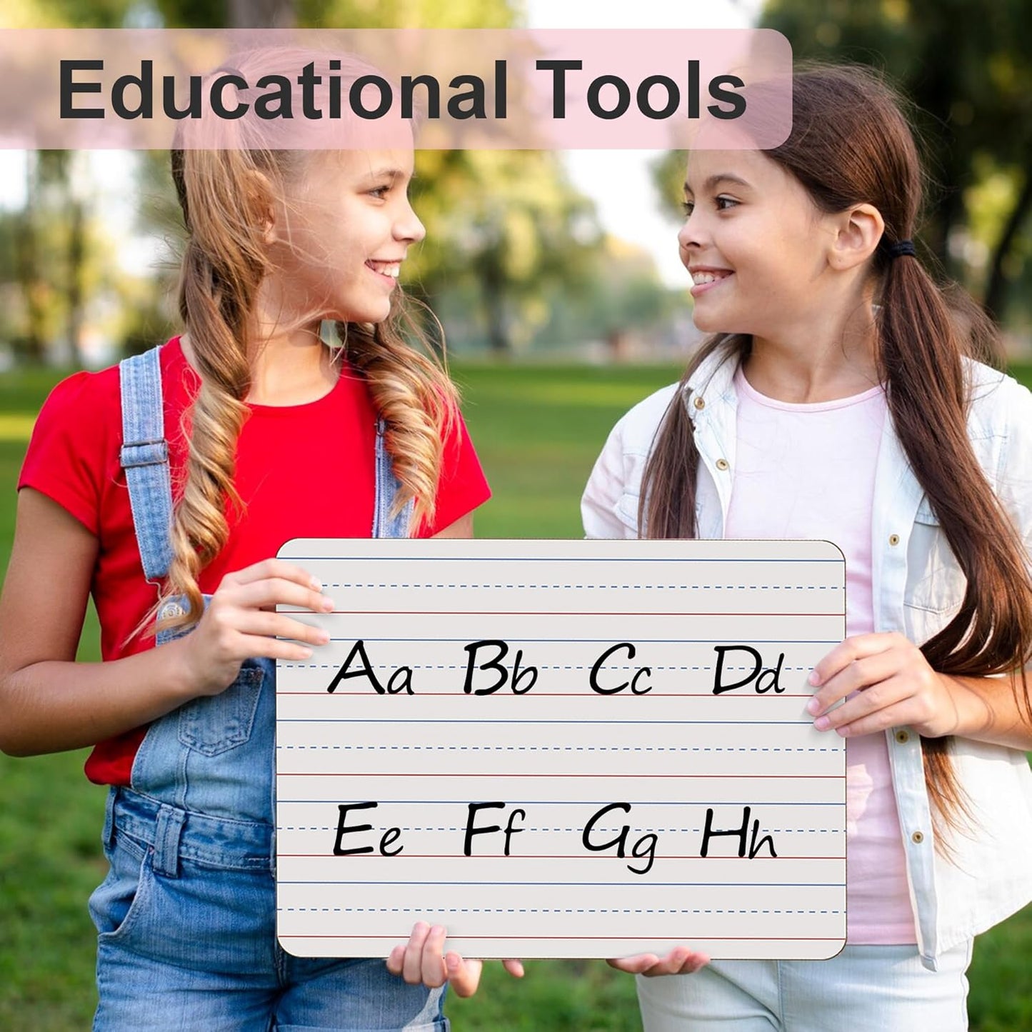Set of 24 Dry Erase Boards, Double Sided Small Whiteboards with Lines for Kids, Students, Teacher & Classroom Pack, 9"x12" Mini Individual White Boards Lined for Writing with 24 Makers, 24 Erasers