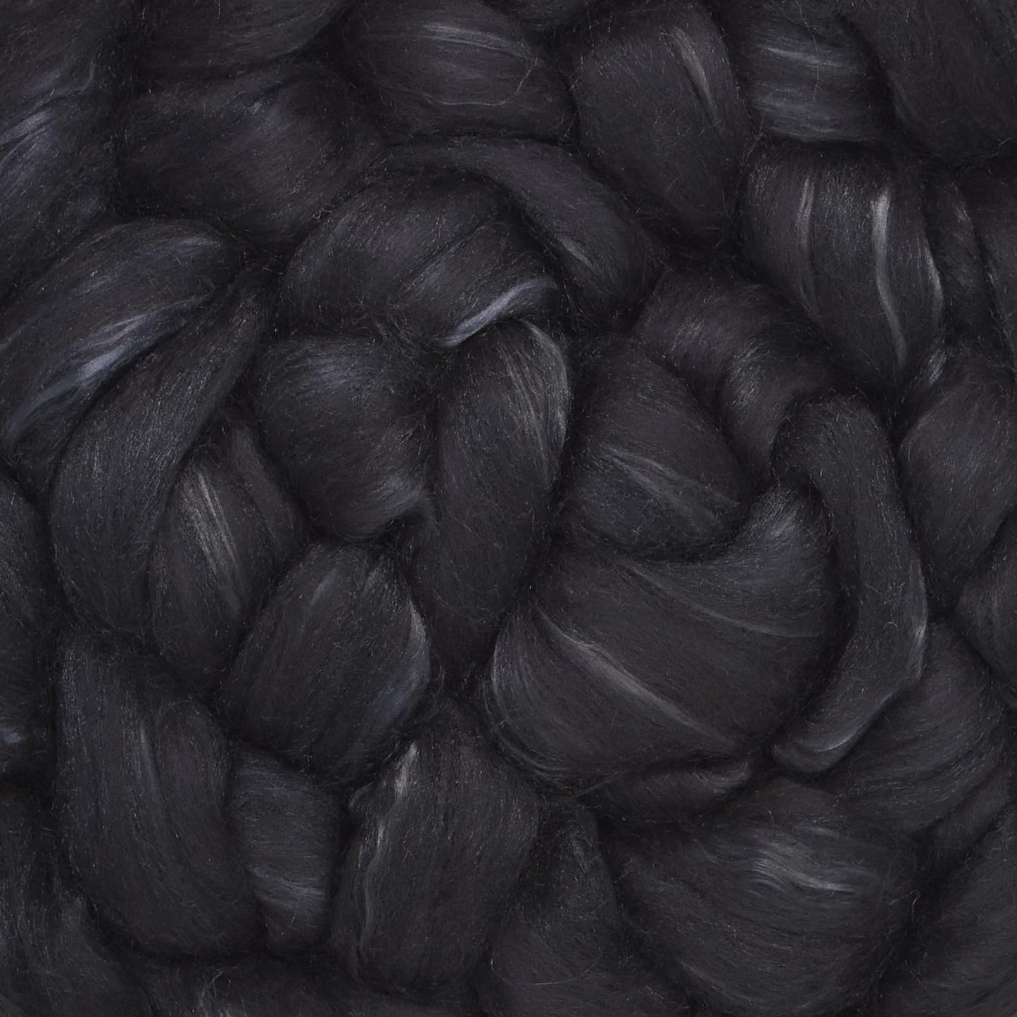 Merino Silk Luxe Tonal Designer Blend. Superfine Merino, Mulberry Silk, Tussah Silk. Top Roving for Spinning or Felting. Obsidian 1oz