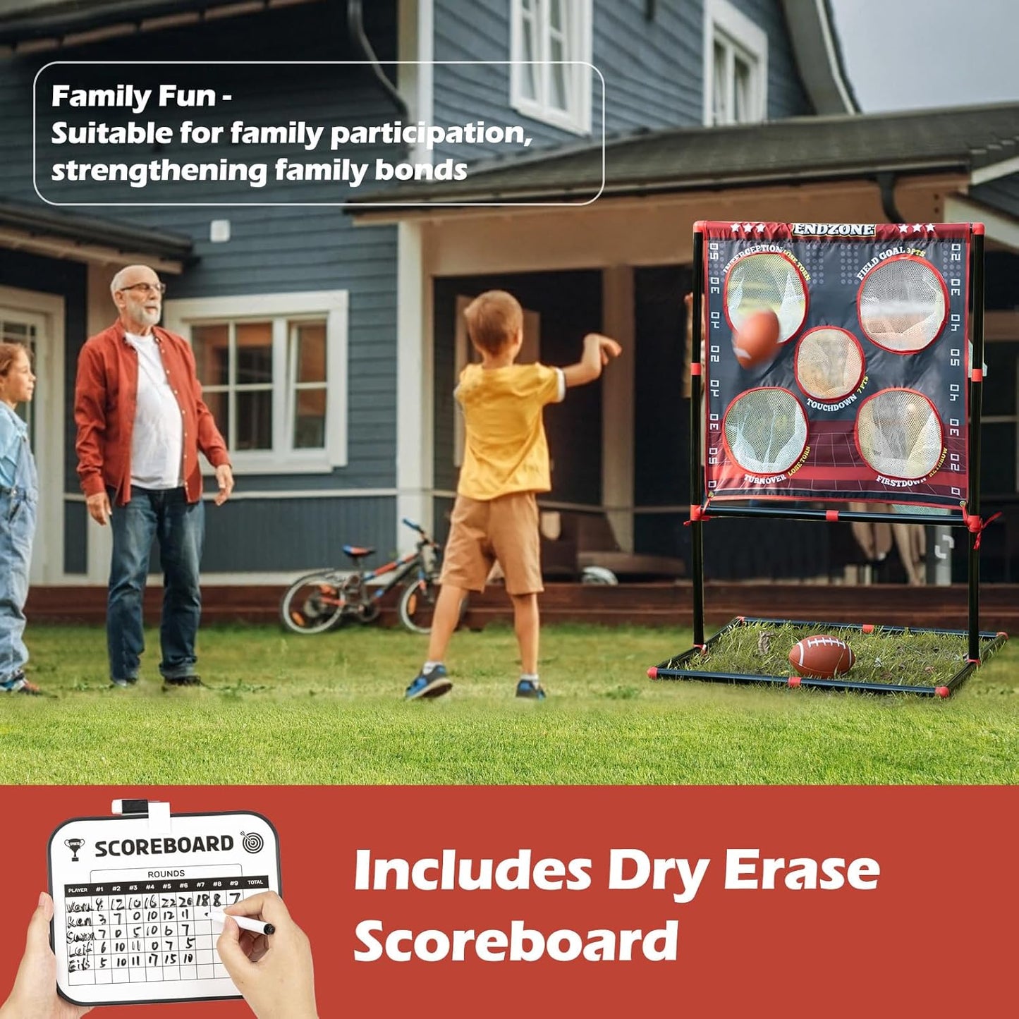 Football Toss Game for Kids Ages 3-8 - Outdoor Toy for Backyard, Beach & Camping for Toddlers & Family Party Fun