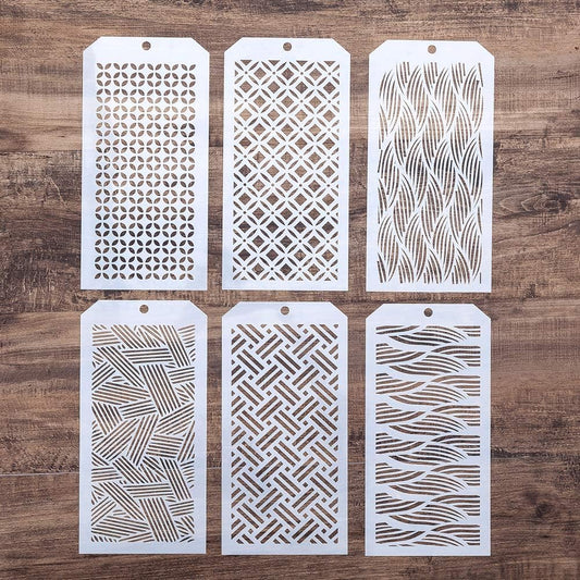 DIY Decorative Wave Stencil Template for Scrapbooking Painting on Wall Furniture Crafts, Set of 6 (Wave)