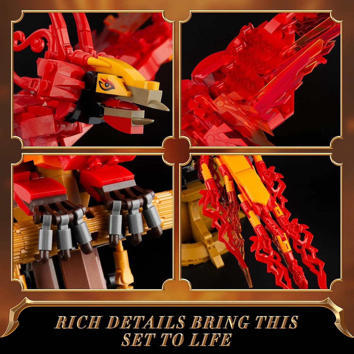 Phoenix Building Set, Bird Animals Set Wings Adjustable Building Kit, Collectible Magic HP Model Toys Gifts for Adults Kids Fans 12+ (938 PCS)