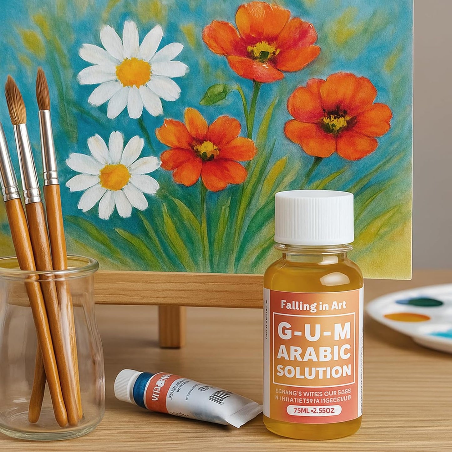 Falling in Art Gum Arabic Solution, Gum Arabic Liquid for Watercolor Painting, 2.5 Oz Bottle