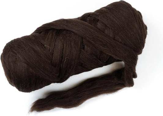 Natural Wool Bulk roving, 4 lb. Best Wool for Spinning, arm Knitting, Felting, Chunky Blankets and Tapestry. Natural Colors, un-Dyed. (Dark Chocolate, 4 lb)