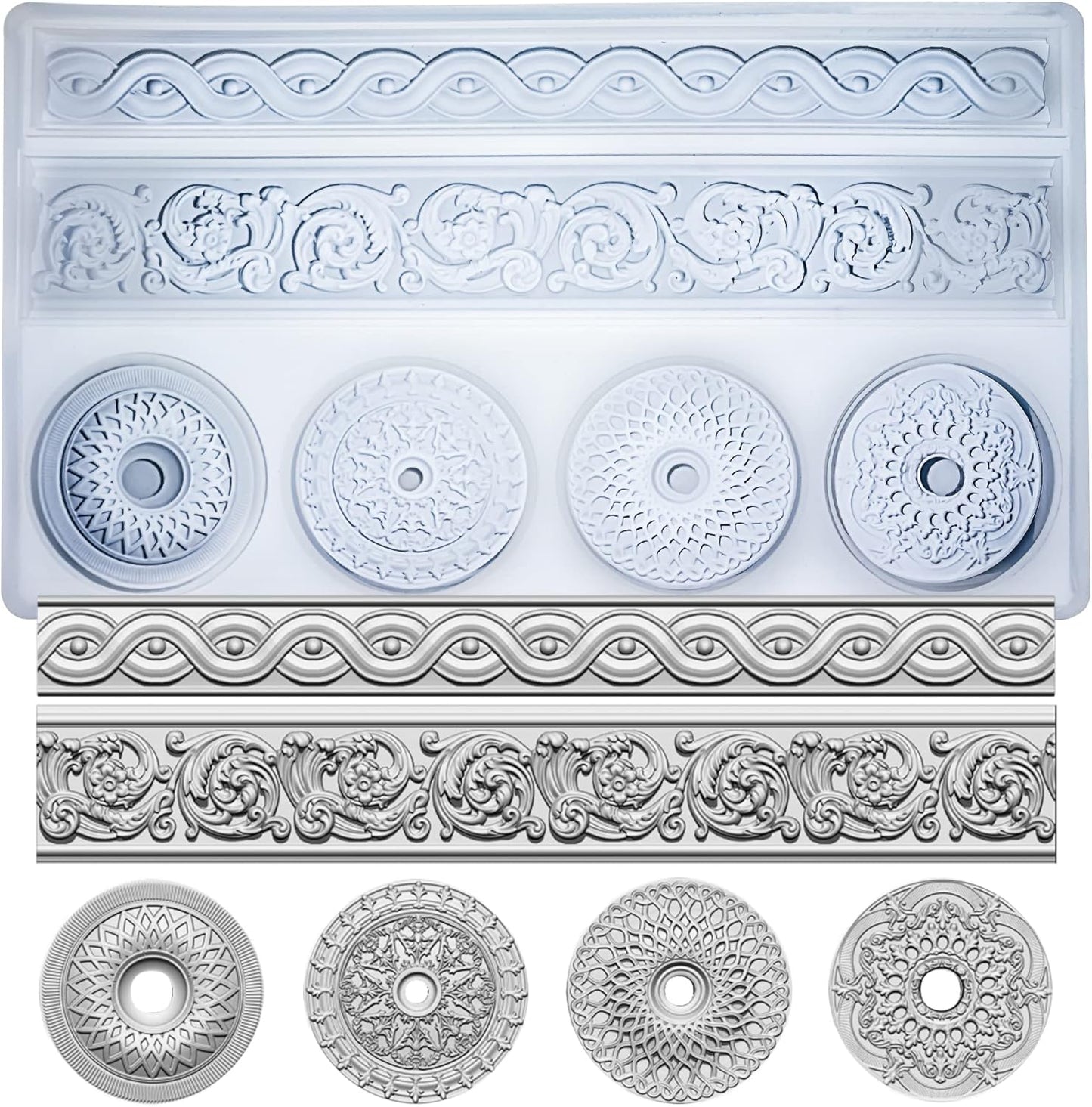 Art Mold for Polyclay Air Dry Clay Plaster, Trimmings and Medallion