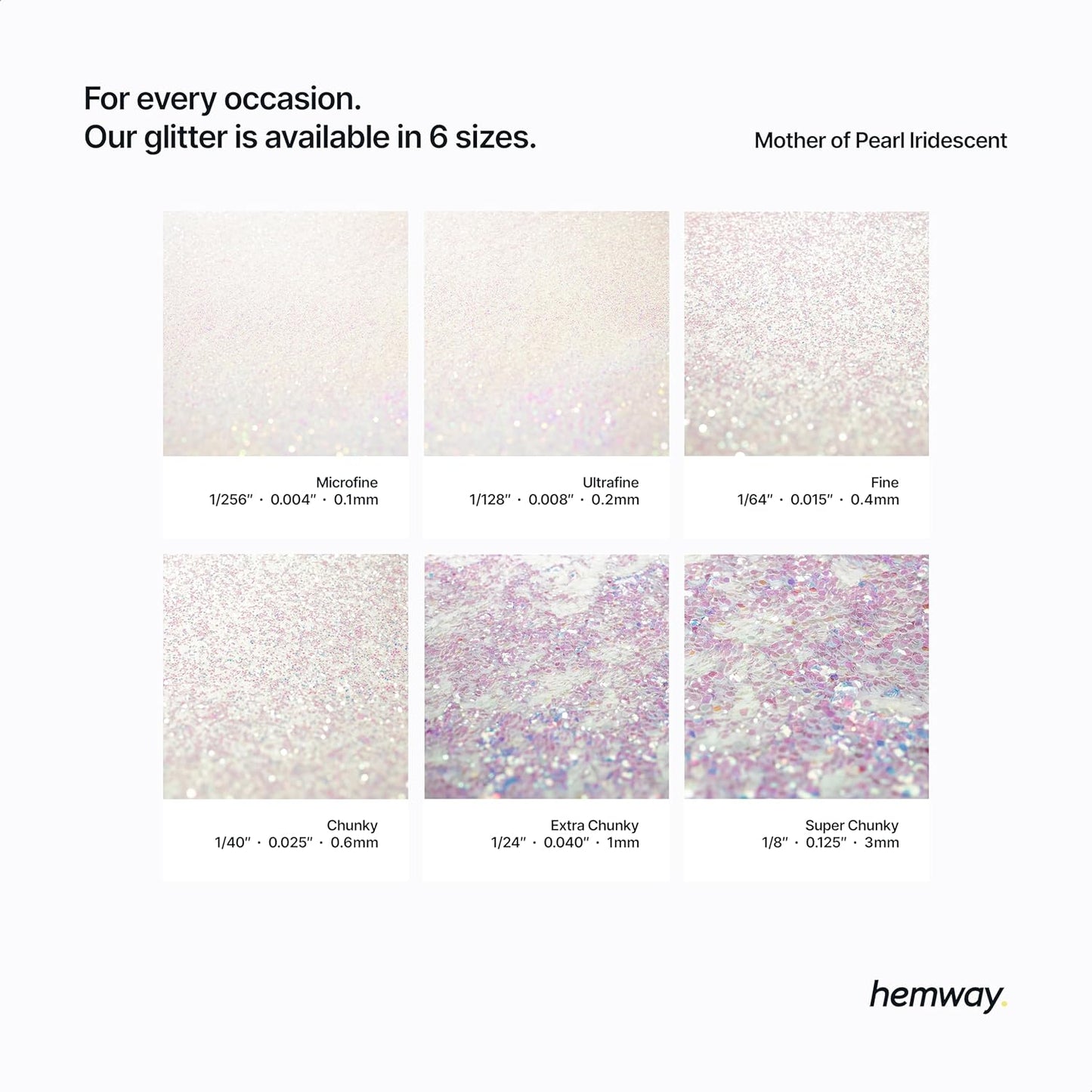 Hemway Polyurethane & Epoxy Resin Glitter 100g / 3.5oz Metallic Crystal Flake Additive for Flooring Jewelry Tumblers Glass Pigment - Extra Chunky (1/24" 0.040" 1mm) - Mother of Pearl Iridescent