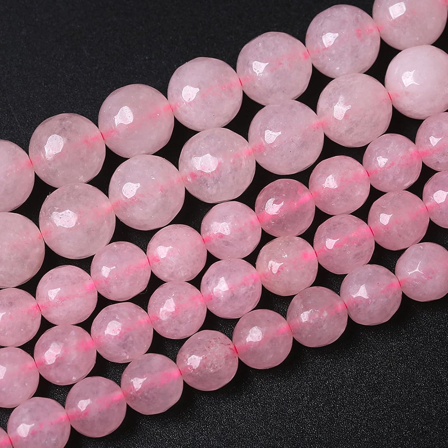 45pcs 8mm Natural Rose Pink Quartz Crystal Faceted Stone Beads for Jewelry Making Energy Healing Power Stone Beads DIY Bracelet Necklace Accessories 15" (8mm, Faceted Rose Quartz)