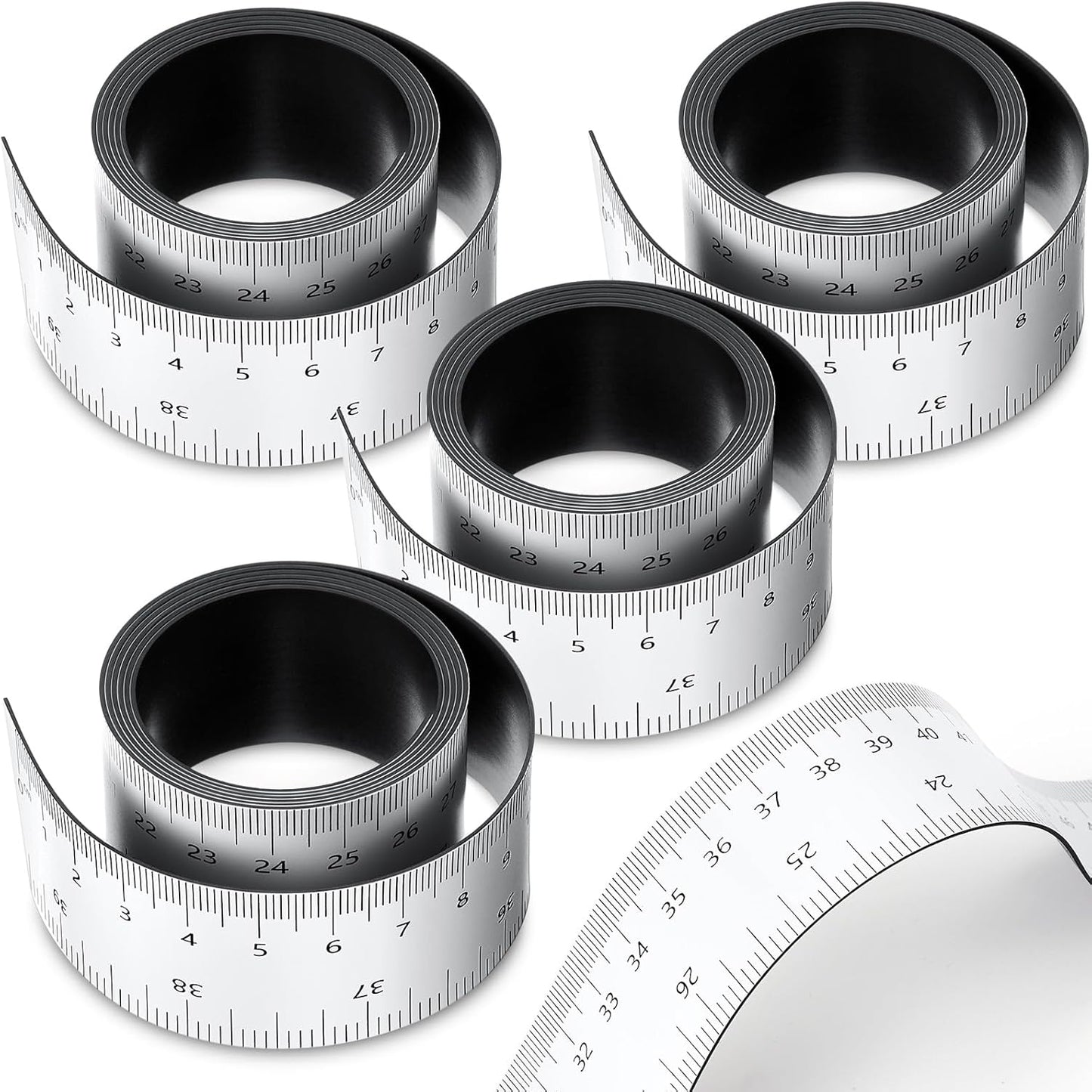 4 Pcs 39.37 Inch Magnetic Ruler Flexible Magnetic Ruler Magnet Measuring Tape with Both Inches and Centimeters, Suitable for Whiteboard, Lathes, Workshops, Table Saws, Mills, Easy to Take