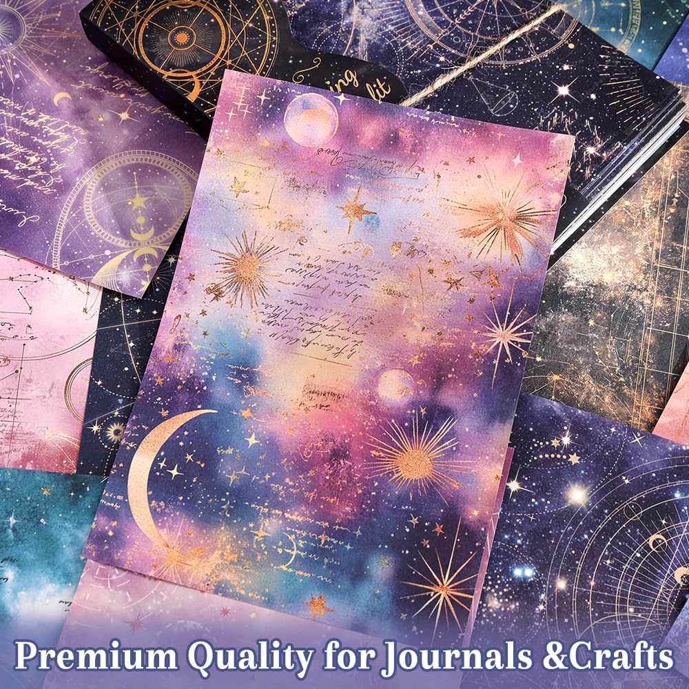 160 Sheets of Starry Sky Scrapbook Paper, journaling Scrapbook Supplies Craft Collage Paper Set, Junk Journal Bullet Journal Poster Room Decor for Card Making Decorative Gifts
