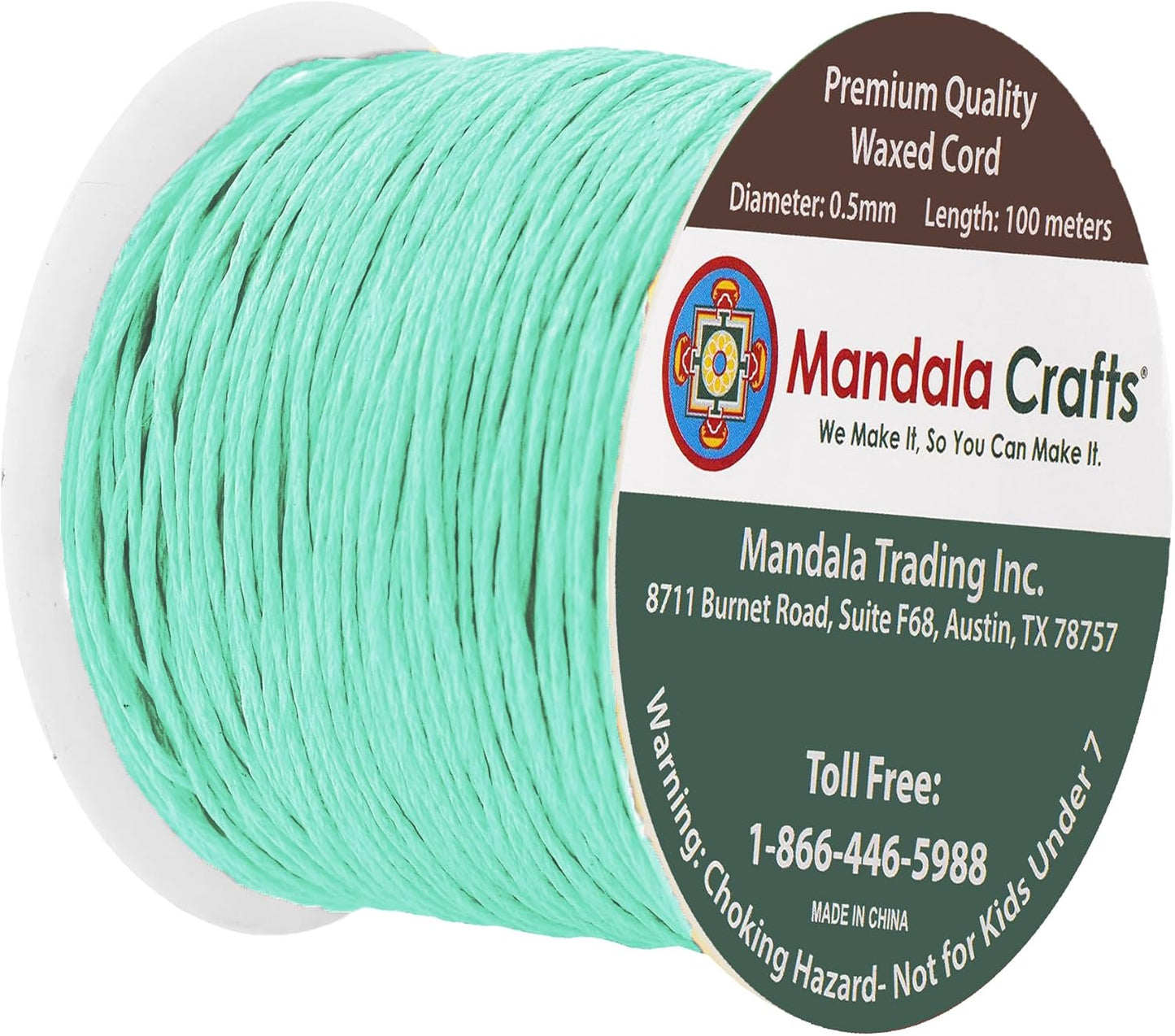 Mandala Crafts 0.5mm 109 Yards Aqua Cotton Waxed Cord for Jewelry Making Bracelet Cord Waxed String - Beading String Thread Jewelry Cords for Necklaces String