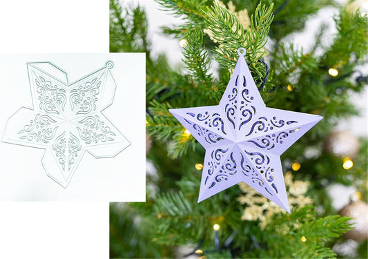 Metal Cutting Dies DIY Merry Christams Embossing Stencil Template Scrapbooking Card Making Mold Photo Album Arts Crafts Tools (Christmas Star- 14.9x14.7cm)