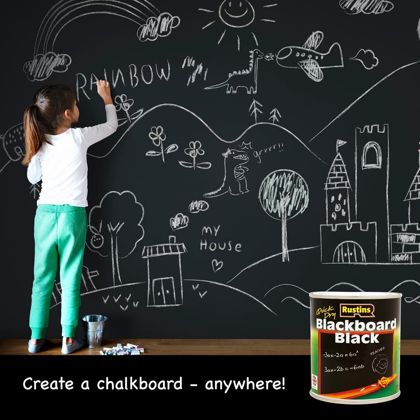 Rustins Blackboard Black Paint 1L