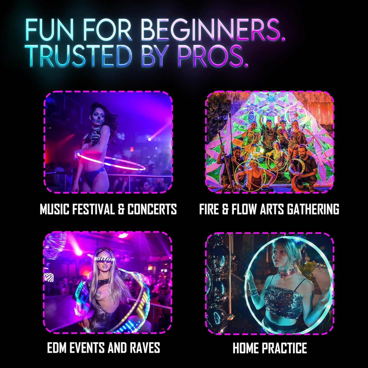 UltraHoop Remote LED Hoop - Wireless Control 60 Color Changing LED Lights w/ 300+ Modes & Patterns - Rechargeable Battery, HDPE Collapsible, Advanced to Beginner Hoola Hoops - 36” x 3/4" OD - UltraPoi