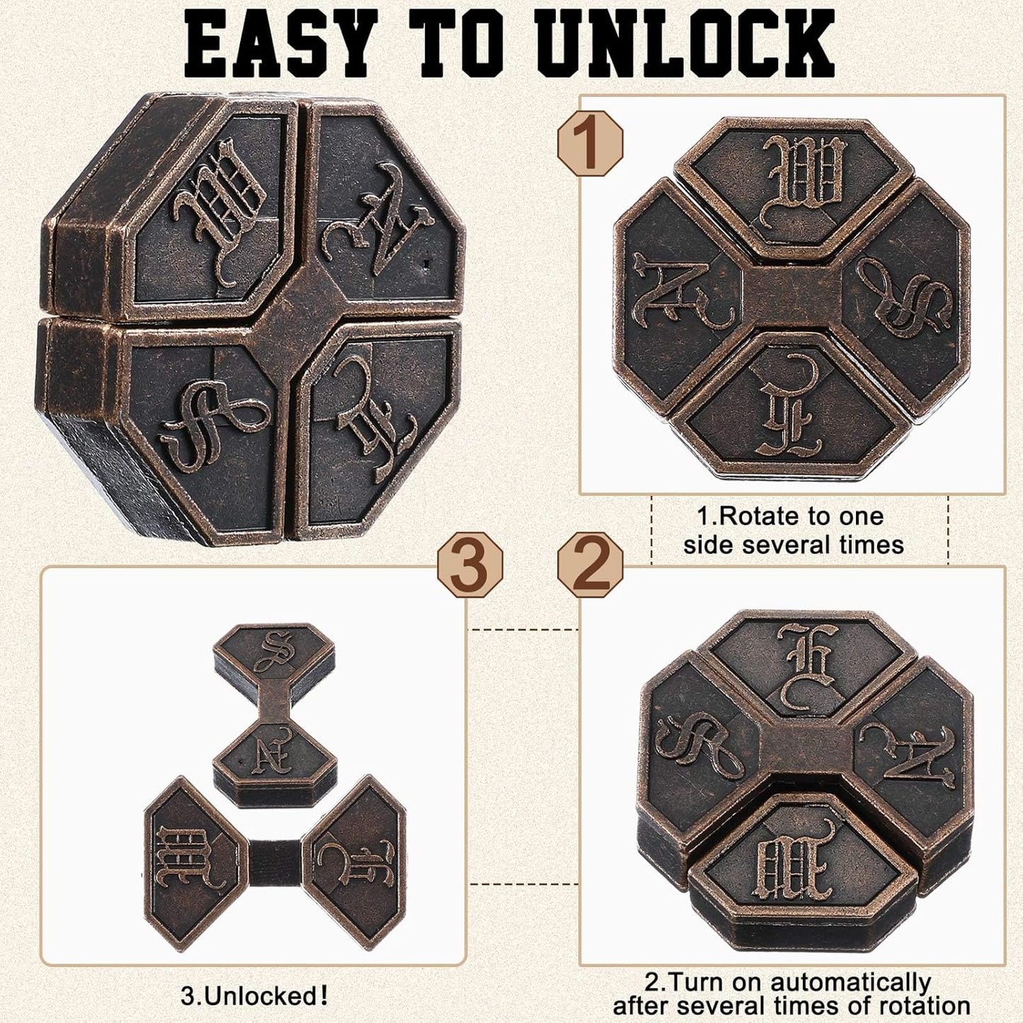 Wettarn 9 Pcs Metal Brain Teaser Puzzles Teaser 3D Steel Puzzle for Adults Unlock Interlocking Games IQ Education Smart Logic Test Toys for Adults Mind Challenge(Classic Style)