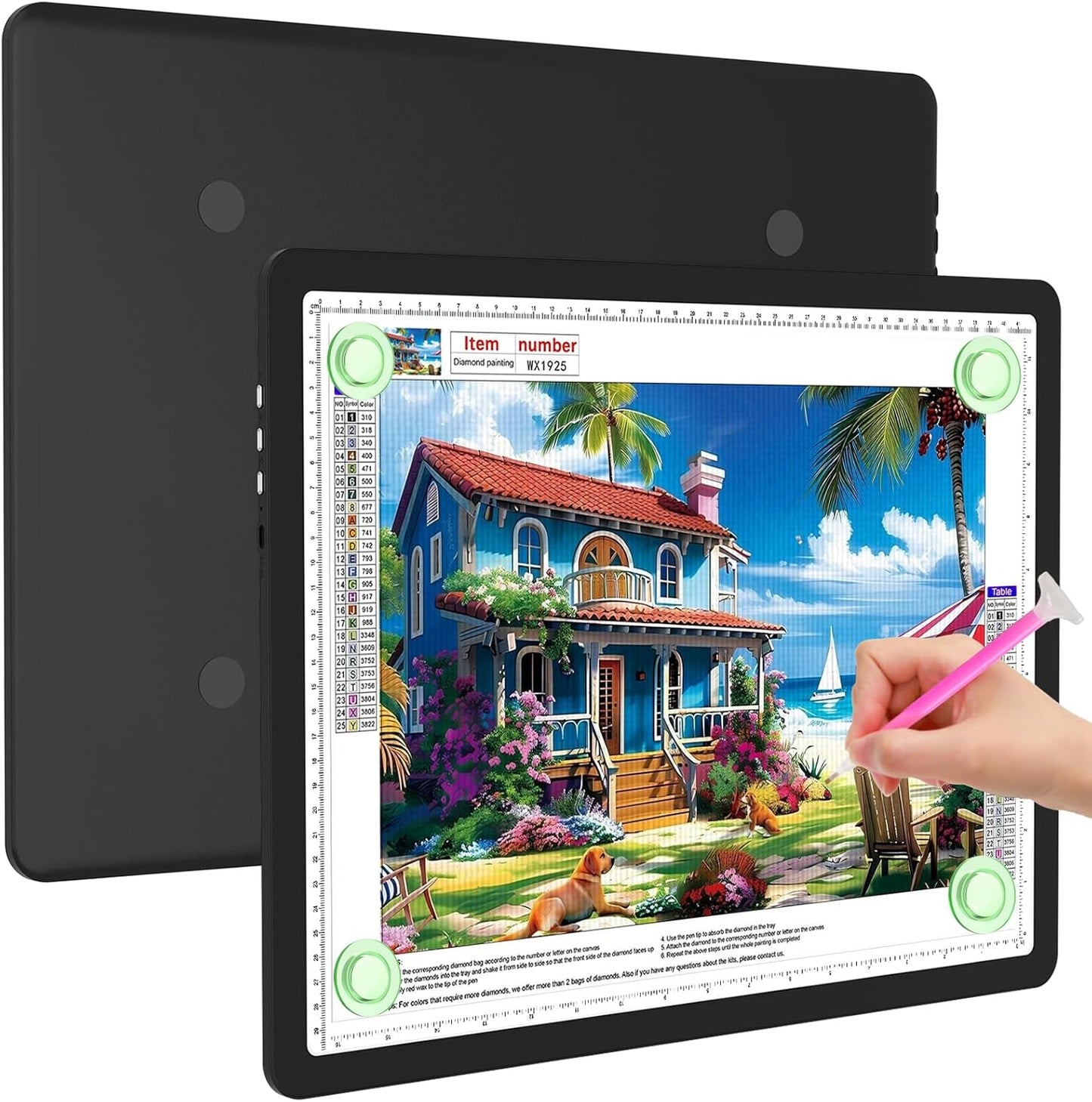 Elice Magnetic A3 Light Board for Diamond Painting, Ultra-Thin Tracing LED Light Box with Side Buttons, Super Bright Diamond Art Light Pad, Light Table for Drawing, Sketching, Weeding Vinyl - Black