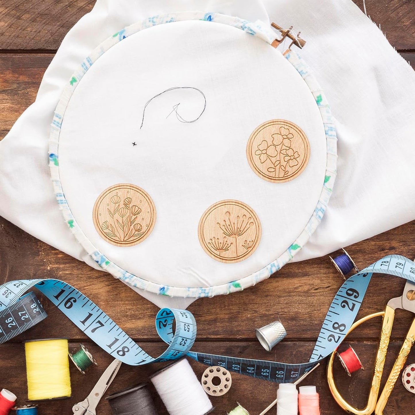 TXIN 6-Piece Magnetic Needle Nanny - Flower Patterned Needle Keepers for Cross Stitch, Embroidery, Crafts & Needlework Supplies