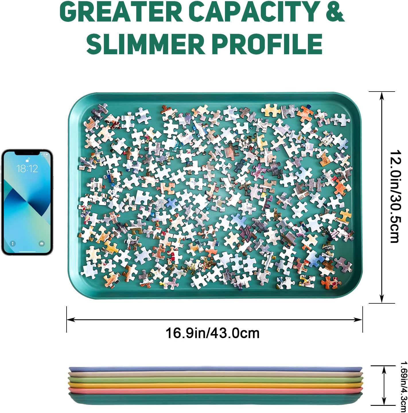 16.9" x 12" Extra-Large Puzzle Sorting Trays Stackable, 6 Pack Puzzle Sorter for Sorting 2000/3000/5000 Puzzle Pieces