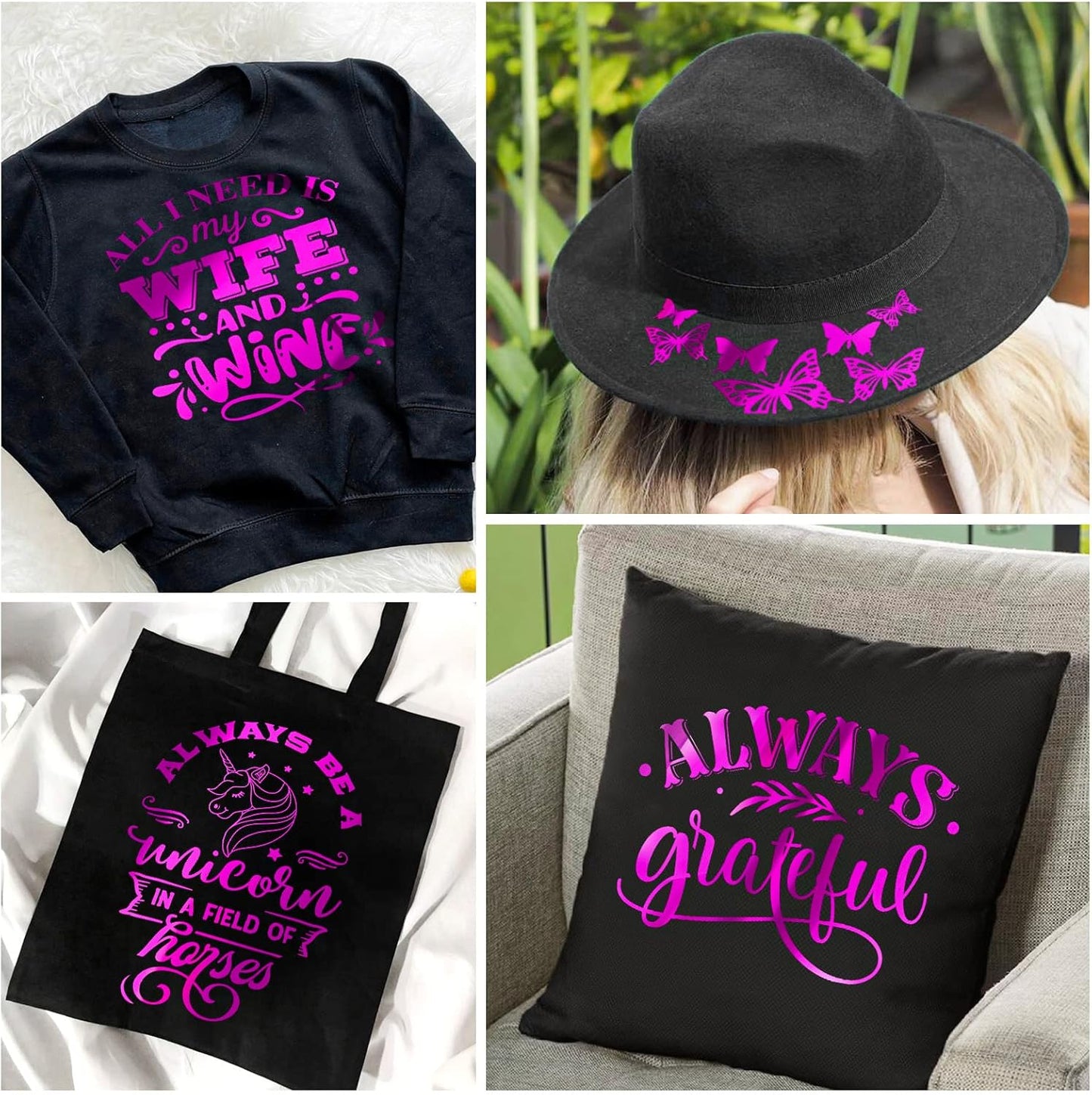 VINYL FROG Metallic Foil HTV Vinyl Roll 12" x5ft Fushcia Chrome Heat Transfer Vinyl Iron on Vinyl Easy to Cut & Weed DIY Heat Press Design for T-Shirts