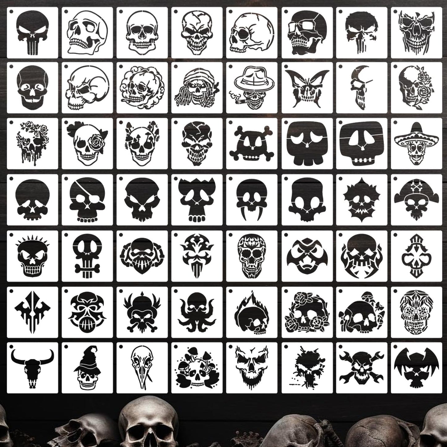 Skulll Stencils for Painting 3inch Reusable Skulls Stencil Template Paint Stencils for Painting on Wood Wall Card Fabrics