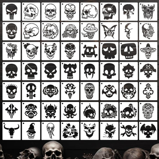 Skulll Stencils for Painting 3inch Reusable Skulls Stencil Template Paint Stencils for Painting on Wood Wall Card Fabrics