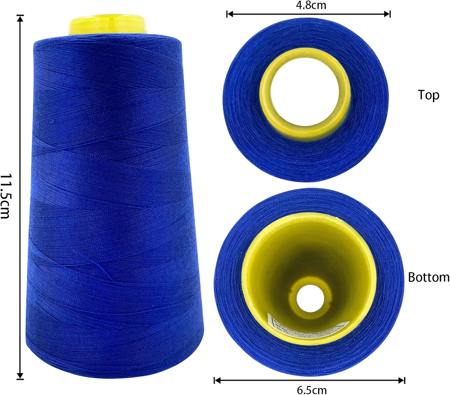 Tortoise 4 Cones of 3000 Yards Each Spool Thread for All Purpose, Quilting, Serger, Overlock Sewing Machines - 100% Polyester - Royal Blue