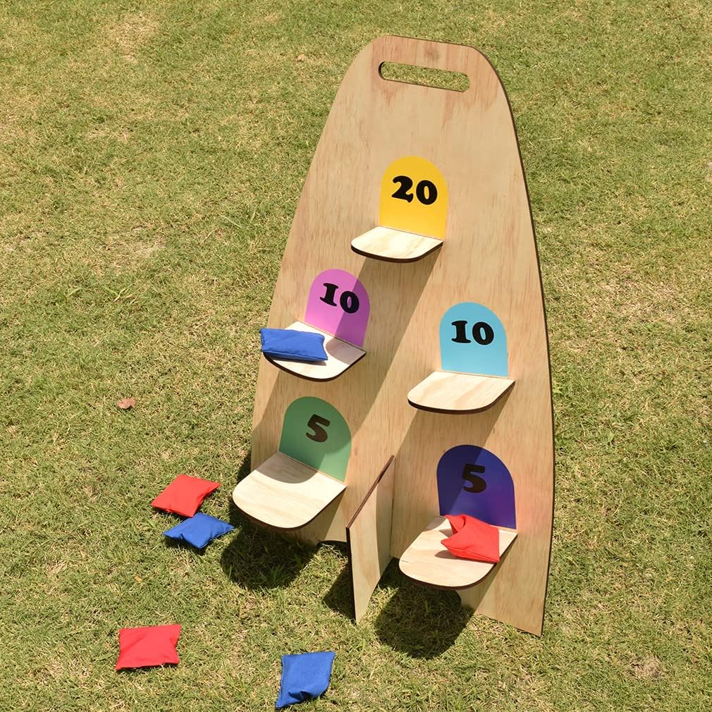 NI-ROU Vertical Cornhole Game with 8pcs Bags Wood Bean Bag Toss Games for Kids and Adults Outdoor & Indoor Use