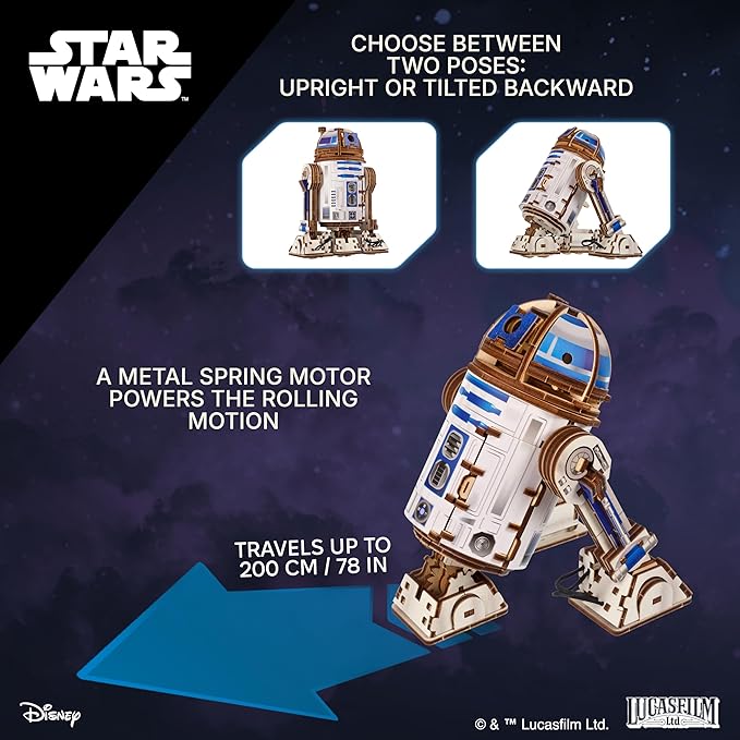 UGEARS Star Wars ™ R2-D2 ™ Wooden 3D Puzzles for Adults - Wooden Model Kits for Adults, Hobby Gifts for Men and Women, Mechanical Wood Puzzles Adult, Building Kits, 3D Puzzle