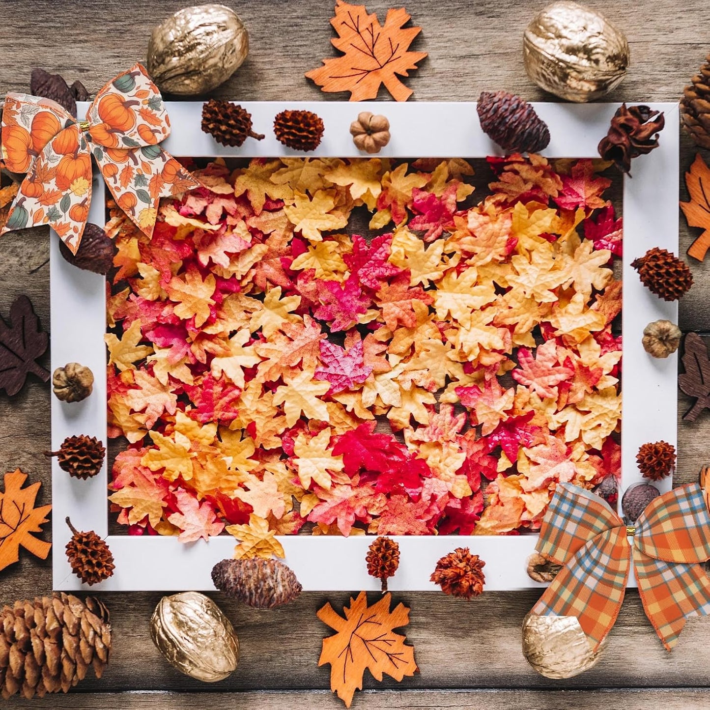 2 Rolls Fall Pumpkins Ribbons for Bows, Thanksgiving Wired Edge Burlap Ribbon Autumn Maple Leaves Plaid Ribbons for Gift Wrapping Thanksgiving Decoration Supplies