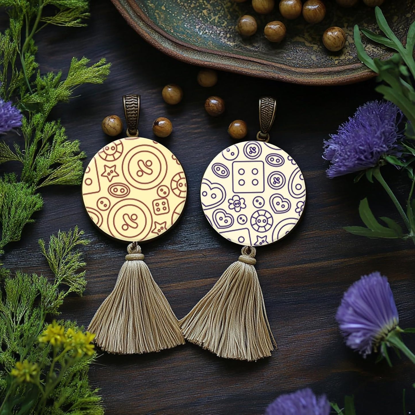 CHGCRAFT Button Pattern Polymer Clay Texture Sheets Heart Graphic Geometric Silicone Texture Stamp Clay Texture Mat Modeling Pattern Pad Sheets for Jewelry and Earrings Tools, 5.5x5.5 inch