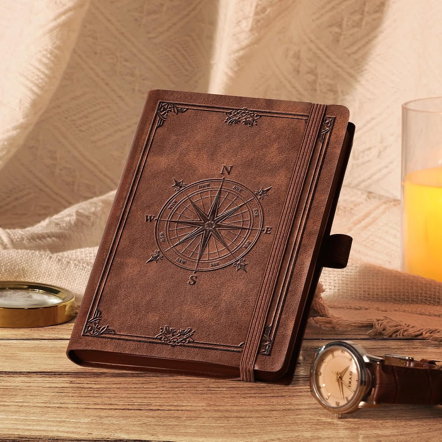 AHGXG Small Blank Pocket Journal Notebook for Men - 256 Numbered Pages B6 Mini Journal, Vintage Soft Leather Hardcover, 80gsm Paper, for Women Work Office School, 4.1'' X 5.7''- Brown