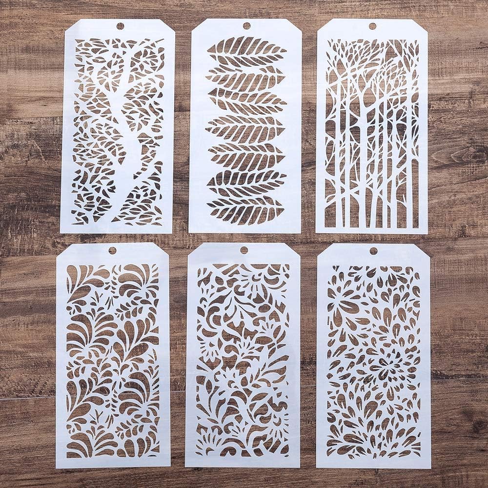 DIY Decorative Stencil Template for Scrapbooking Painting on Wall Furniture, Set of 6 (Leaf)