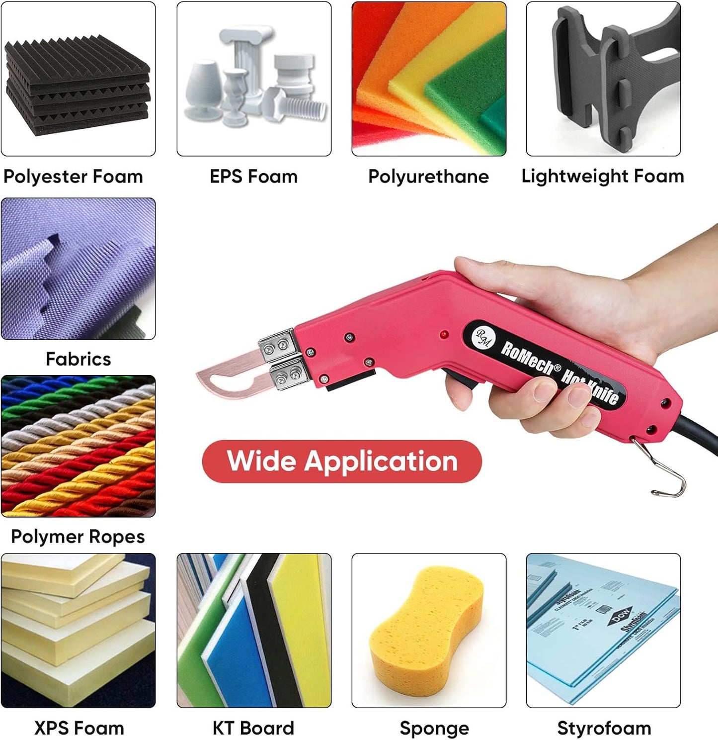 ROMECH Foam Cutter Pro Electric Hot Knife, 100W Styrofoam Cutting Tool Kit- with Heavy-duty Case Blades & Accessories RM-008 (100W)