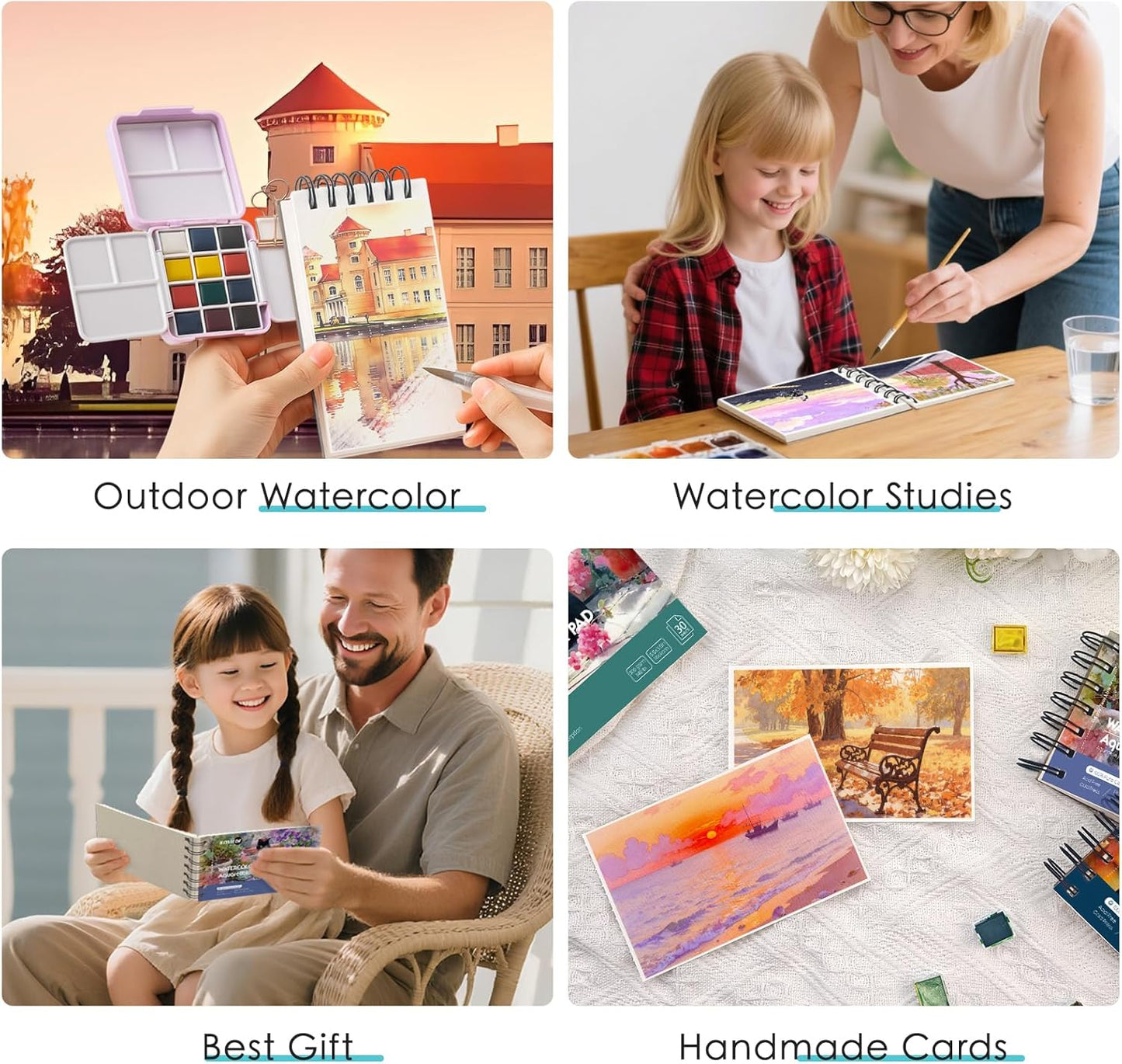 KOVIEDE 100% Cotton Watercolor Paper Pad - 30 Sheets 3.5"x5.5" Spiral Bound 140lb/300gsm Cold Press Watercolor Sketchbook, Artist Quality Art Journal Supplies for Adults, Kids & Beginners