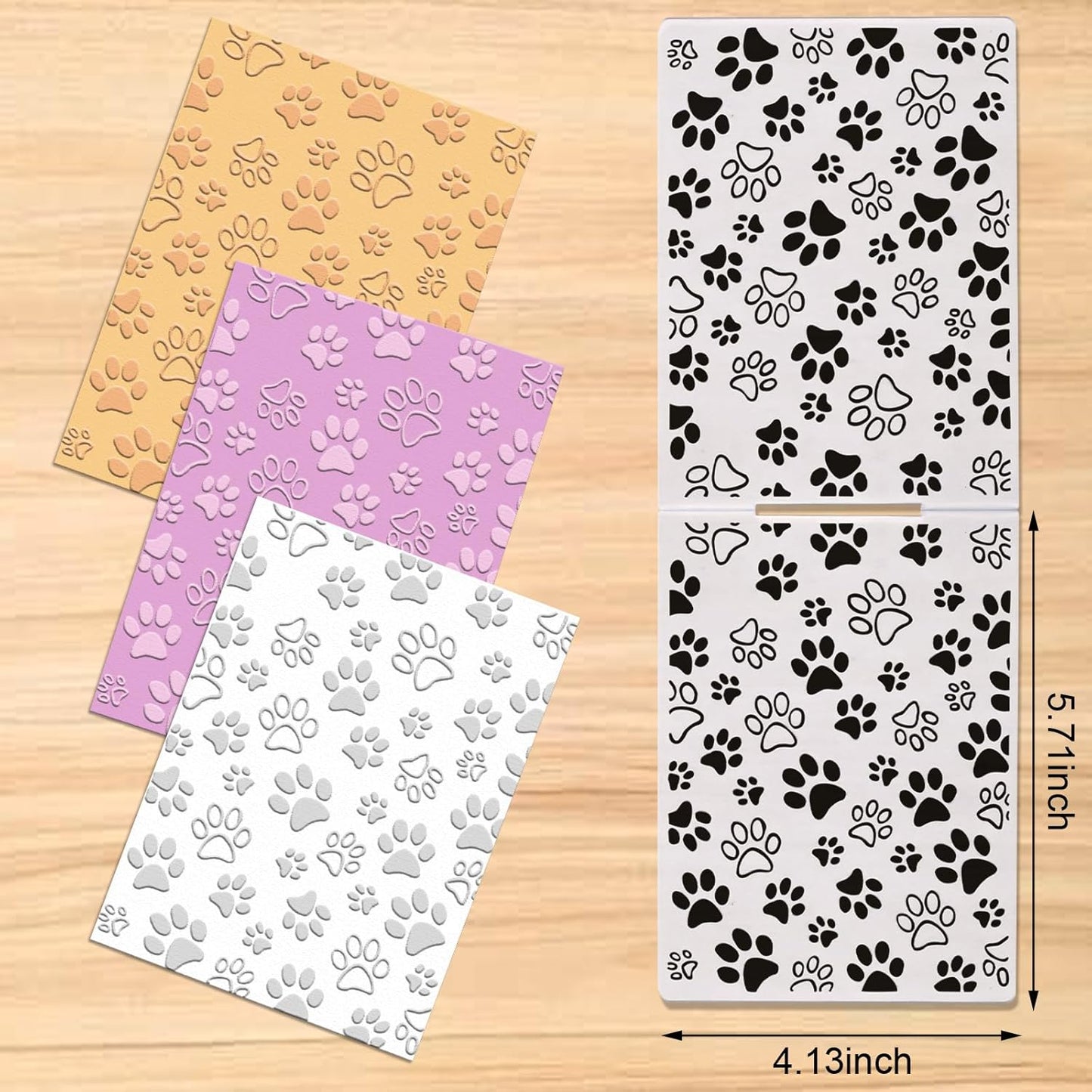 Glodecart Pawprint Background Embossing Folder, Plastic Textured Impressions Cute Dog Cat Footprint Embossing Folder Template for Card Making Dog Lovers Scrapbooking Paper Craft Album Stamps DIY Décor