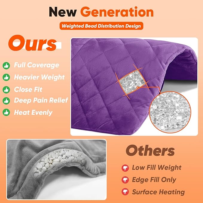 Purple Weighted Heating Pad for Neck Shoulders and Back, Valentines Day Gifts for Her Women Wife, Birthday Gifts for Mom Older Women, Electric Heated Blanket with 9 Heat Options 4 Auto-Off Timer