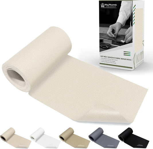 KING MOUNTAIN Canvas Iron on Patch,3"×60",Waterproof 100% Cotton Fabric Repair Patch,Used for Various Sofa,Tent,Clothes,Seats,Suitcases (Beige1.0)
