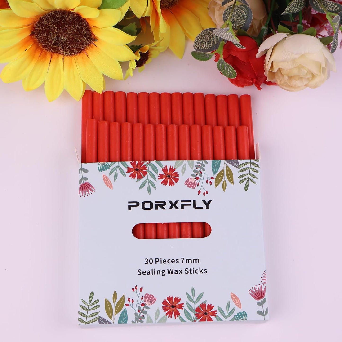 30 Pieces 7mm Sealing Wax Sticks for Glue Gun,PORXFLY Mini Wax Seal Sticks Great for Seals Stamp,Cards Envelopes,Wedding Invitations,Gift Wrapping,Wine Packages (Red)