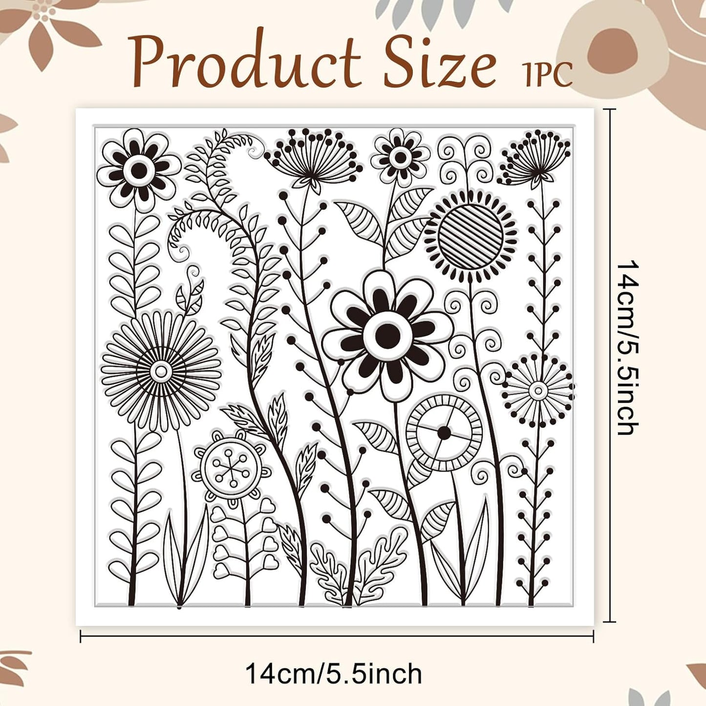 CHGCRAFT Abstract Wildflowers Polymer Clay Texture Sheets Geometric Flowers Silicone Stamp Clay Texture Mat Modeling Pattern Pad Texture Sheets for Jewelry and Clay Earrings Tools, 5.5x5.5 inch