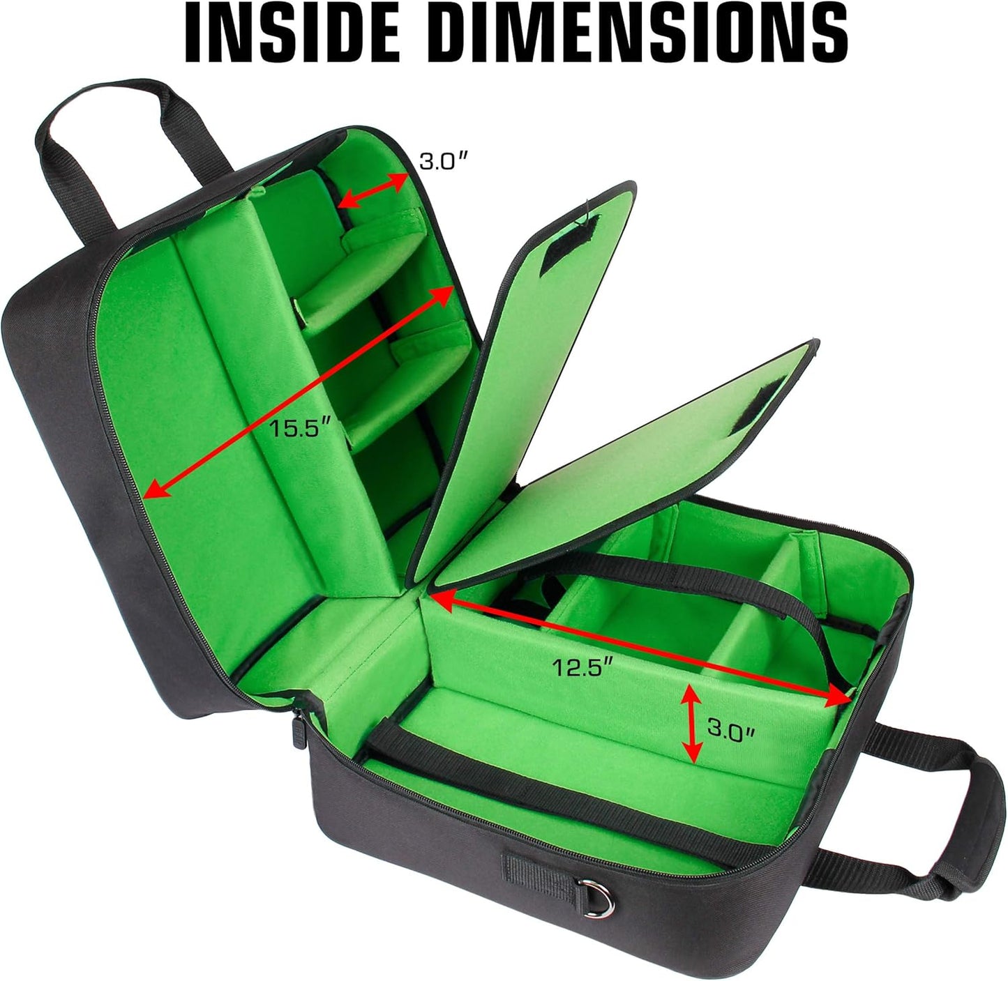 USA Gear XL Trading TCG MTG Deck Box Bag Travel Case - Large MTG Card Storage Bag with Padded Shoulder Strap, Customizable Interior, Weather Resistant - Fits Deck Boxes & Sleeved Cards - Green