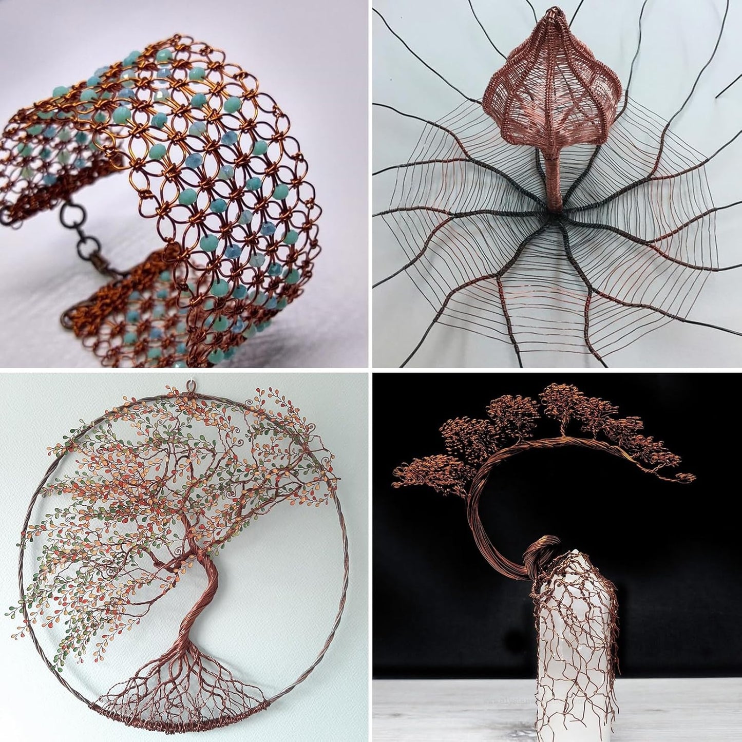 262FT Jewelry Wire 24 Gauge Tarnish-Resistant Copper Beading Wires Roll Bulk for DIY Crafts Jewelry Making, Red Brown