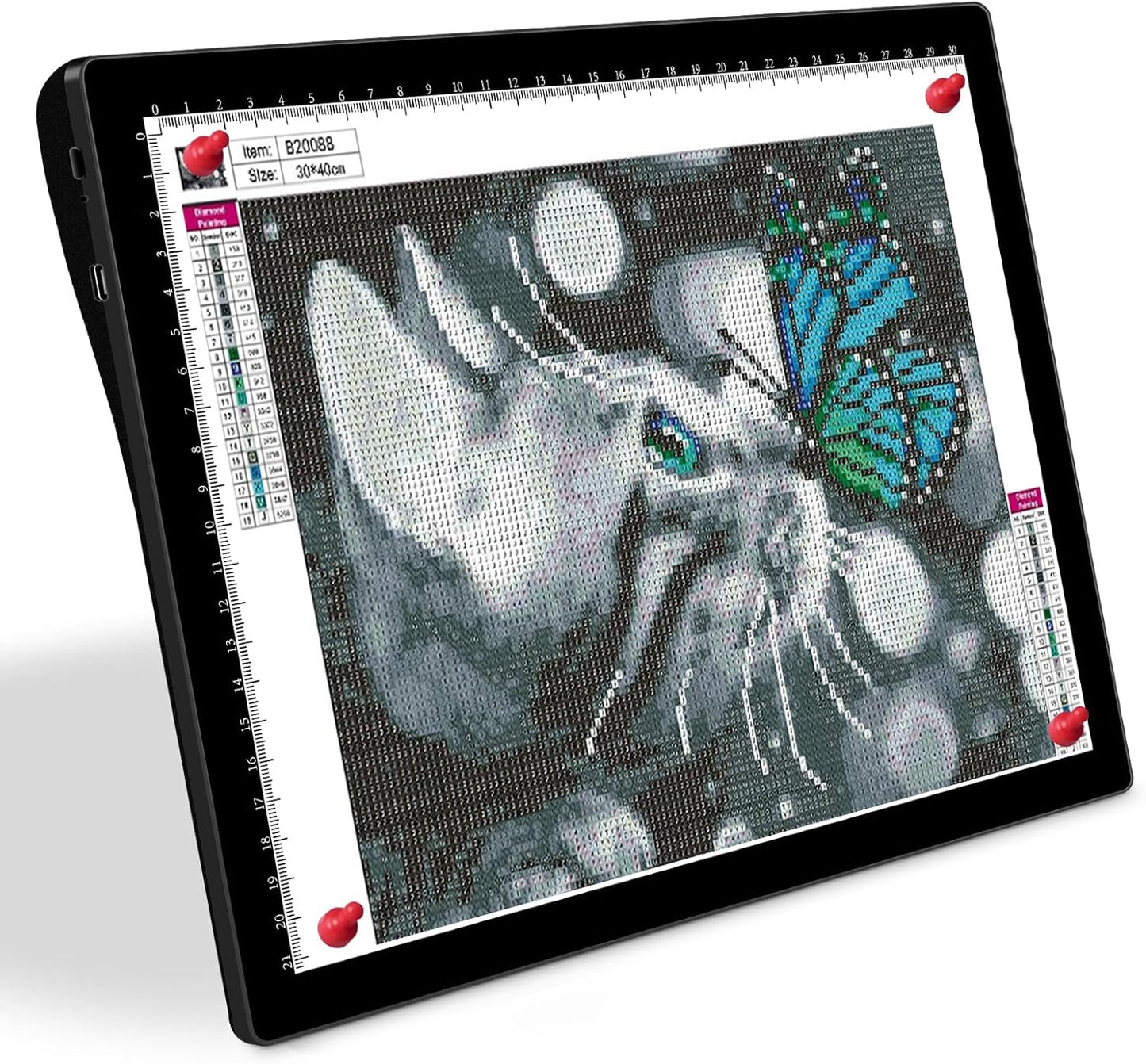 HIUKCOLED A4 Tilt-angle Light Tracing Box with 4 Magnets, 5-level Adjustable Brightness Ultra-thin Light Pad, Battery Powered LED Light Board for Drawing,Diamond Painting,Sketching,X-Ray,Sand Painting