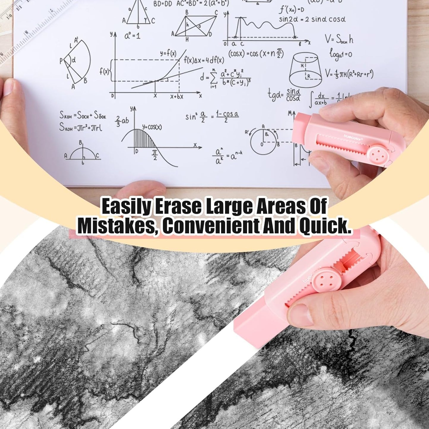 Pencil Erasers,Retractable Erasers for Pencils - 4+1 Pack Rubber Erasers (Pink)