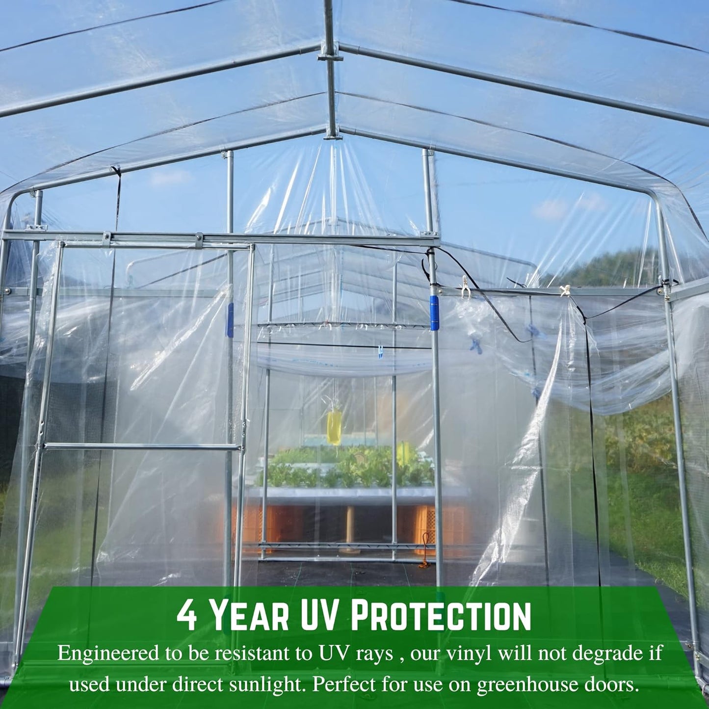 Farm Plastic Supply - Clear Vinyl Sheeting - 15 Mil - (4'6" x 200') - Vinyl Plastic Sheeting, Clear Vinyl Sheet for Storm Windows, Covering, Protection, Tablecloth Protector
