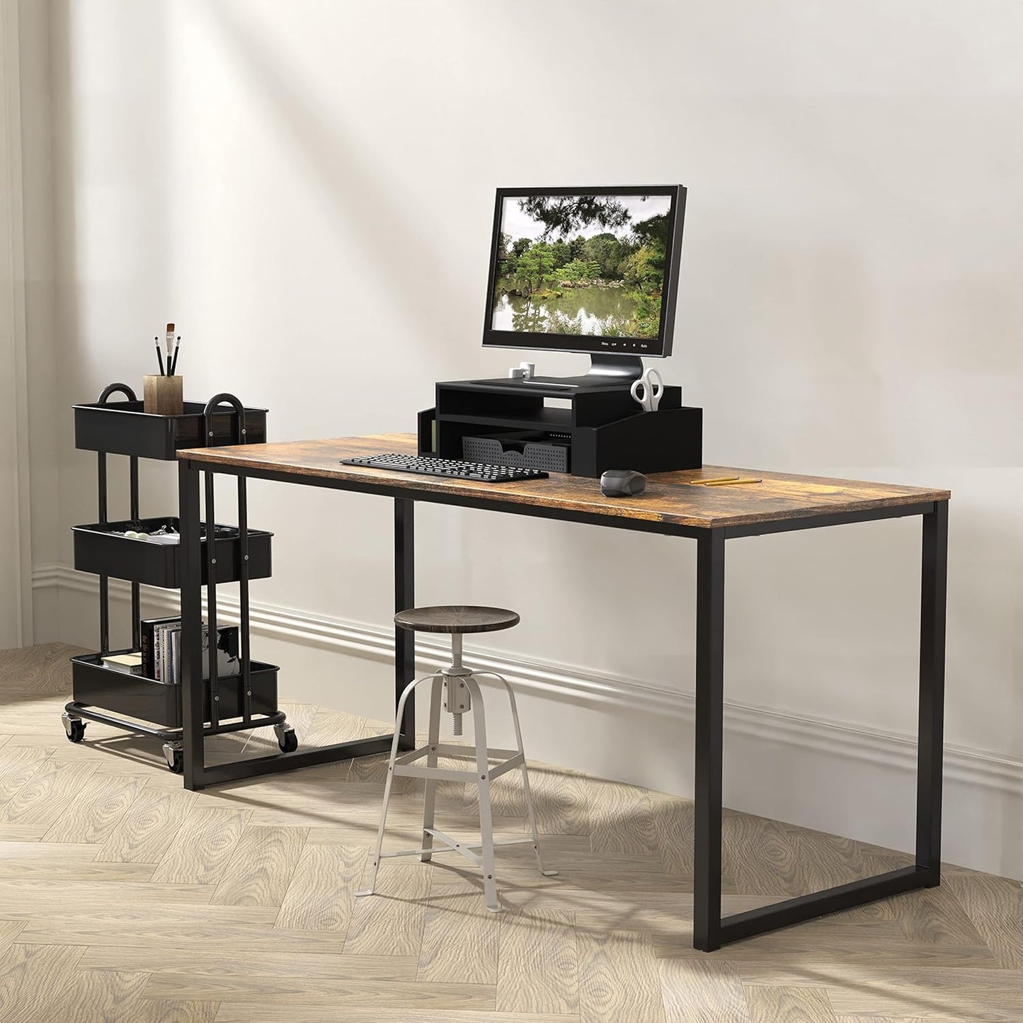 SHW Mission 48-Inch Home Office Computer Desk, Rustic Brown