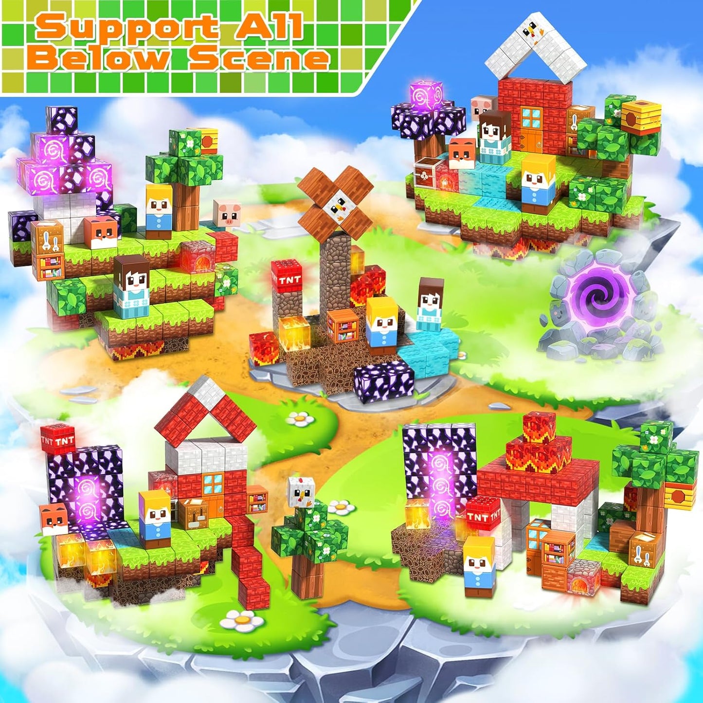 Goody King 150pcs Magnetic Blocks with Light Blocks, Educational Magent Toys for Kids Ages 3+, Magnetic Cubes Building Set Montessori STEM Gift, Creative Magnetic Blocks Building Set for Boys Girls