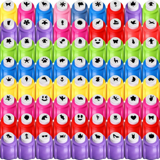 Geyee 68 Pieces Scrapbook Paper Punch Hole Punches Shape Mini Gift Card Punch Small Scrapbooking Shape Cutters for Nail Stamp Supplies DIY Craft Fun Projects, 68 Styles